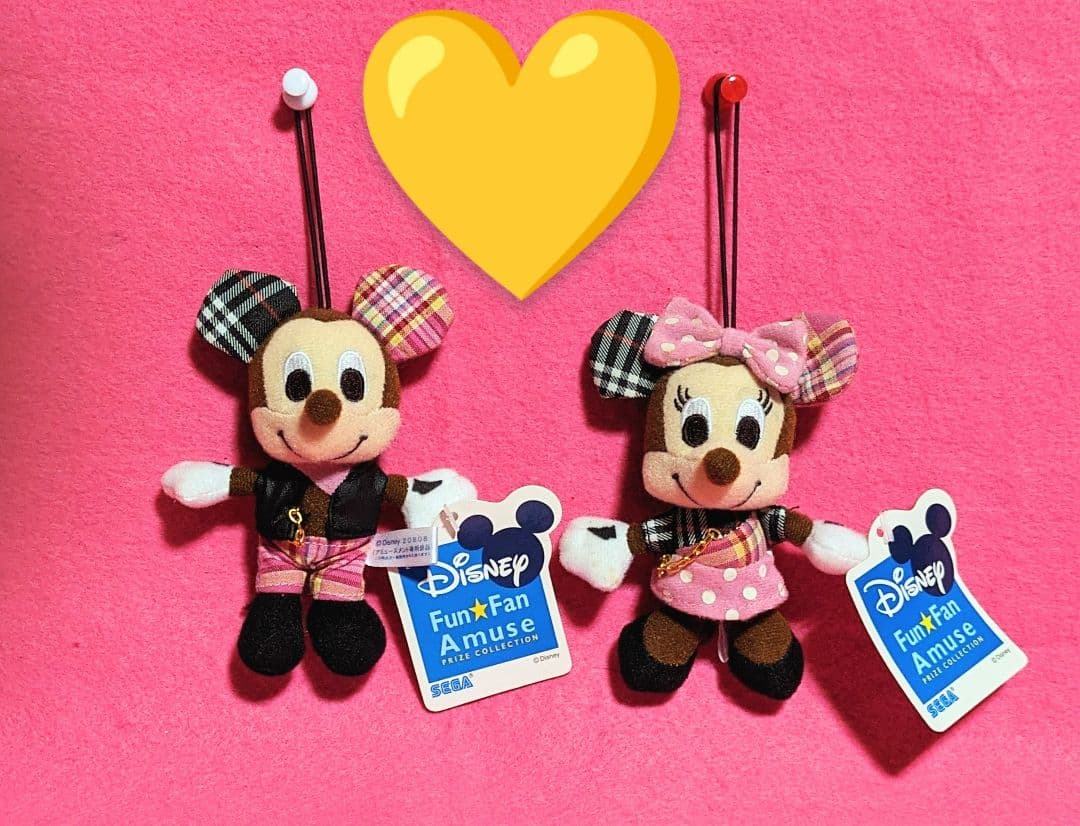 ♡美品♡ディズニー♡ミッキー＆ミニー♡ロックスターぬいぐるみストラップ★☆