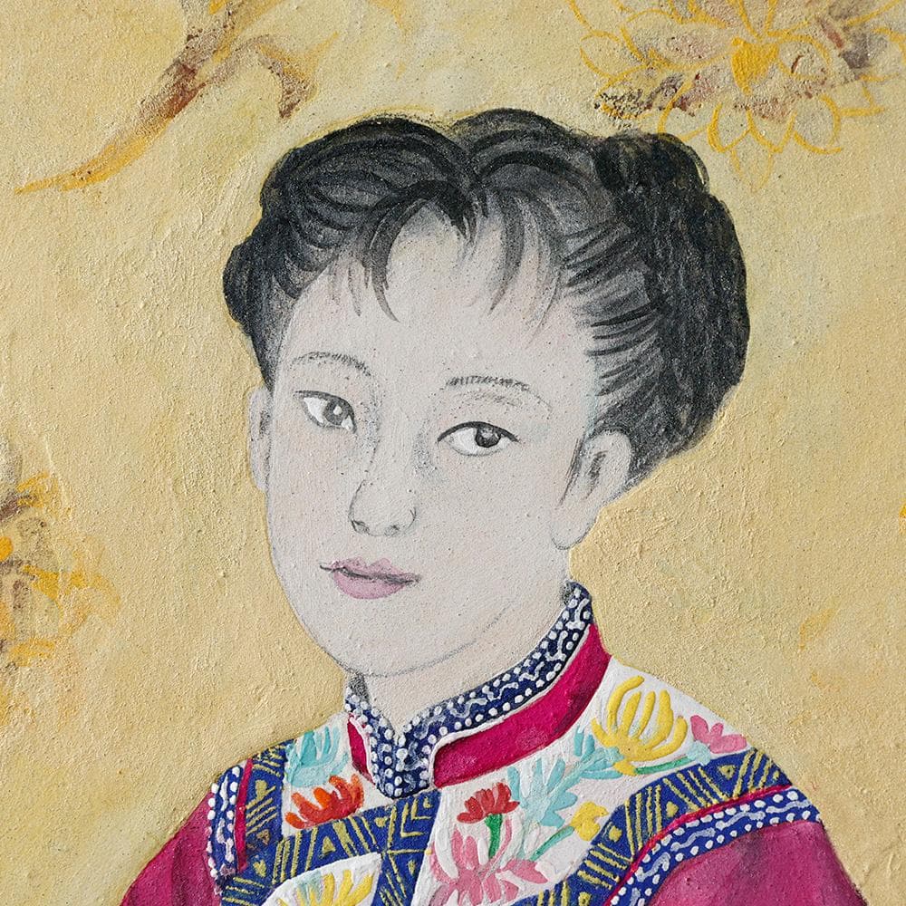 石坂恵子 油彩 直筆サイン 想い 女性の肖像画 日本画 共シール F4号 幻