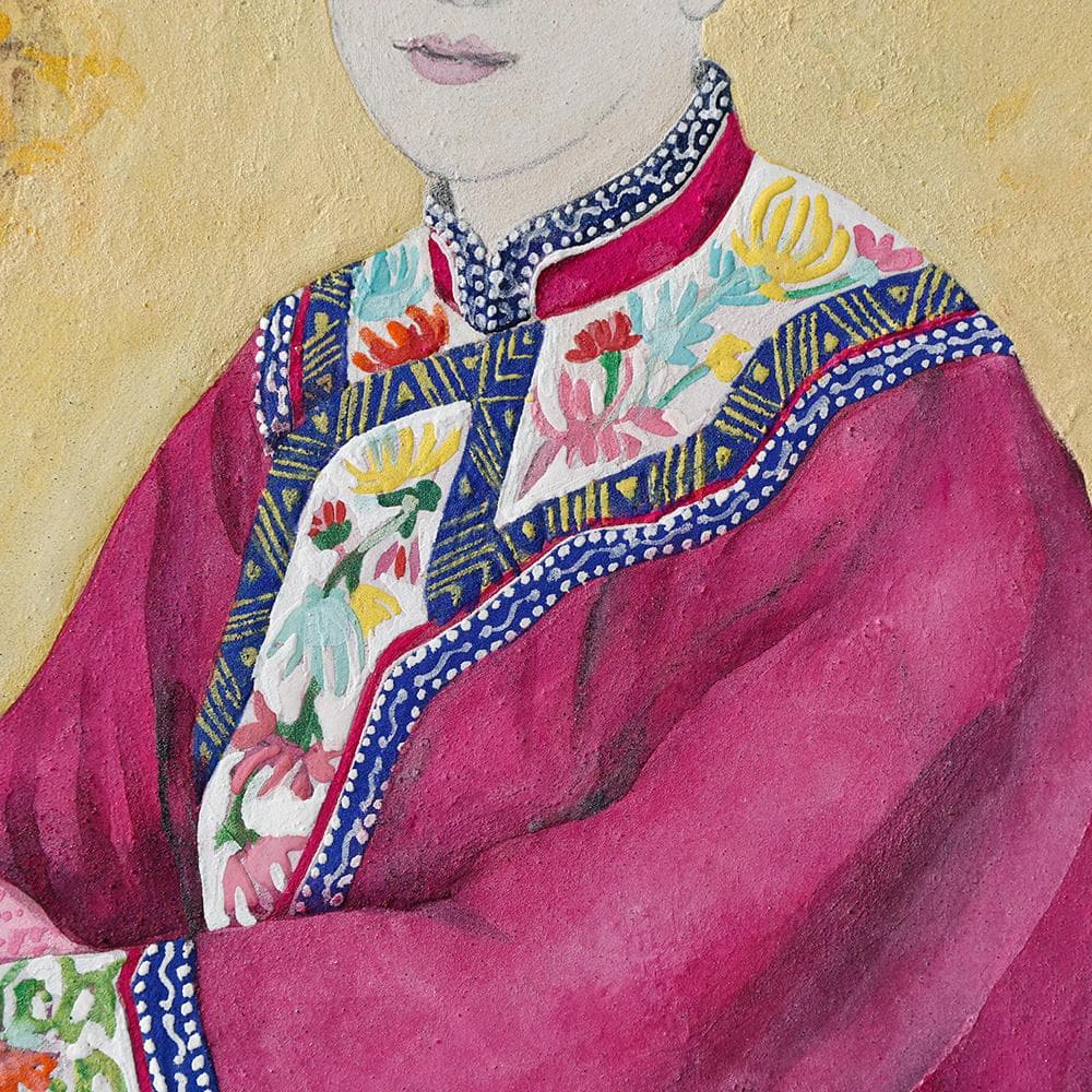 石坂恵子 油彩 直筆サイン 想い 女性の肖像画 日本画 共シール F4号 幻