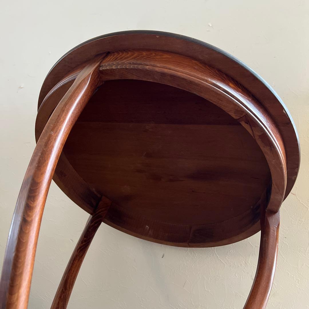 k519r121 特徴的な曲線レッグのアンティーク調ラウンドテーブル 象嵌細工