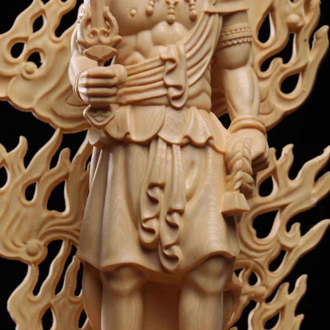 【修縁堂】仏教美術品 大迫力 不動明王 立像 不動明王像 木彫仏教 精密彫刻