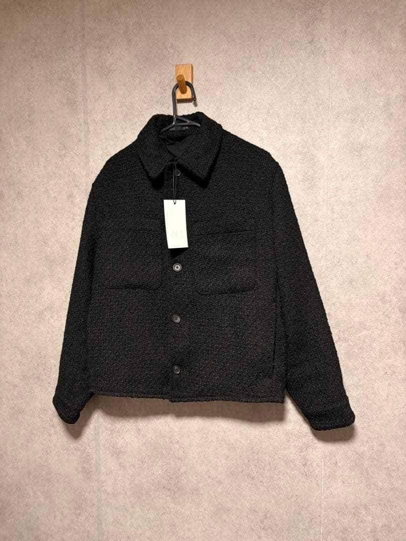 ZARA ザラ ポケット付きテクスチャードシャツジャケット S