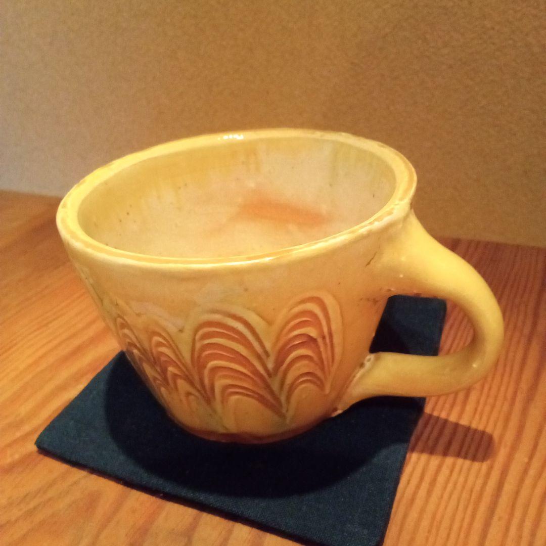 【 真作 珍品 】唐三彩様櫛目文洋茶器 (河井寛次郎) / 識箱付属