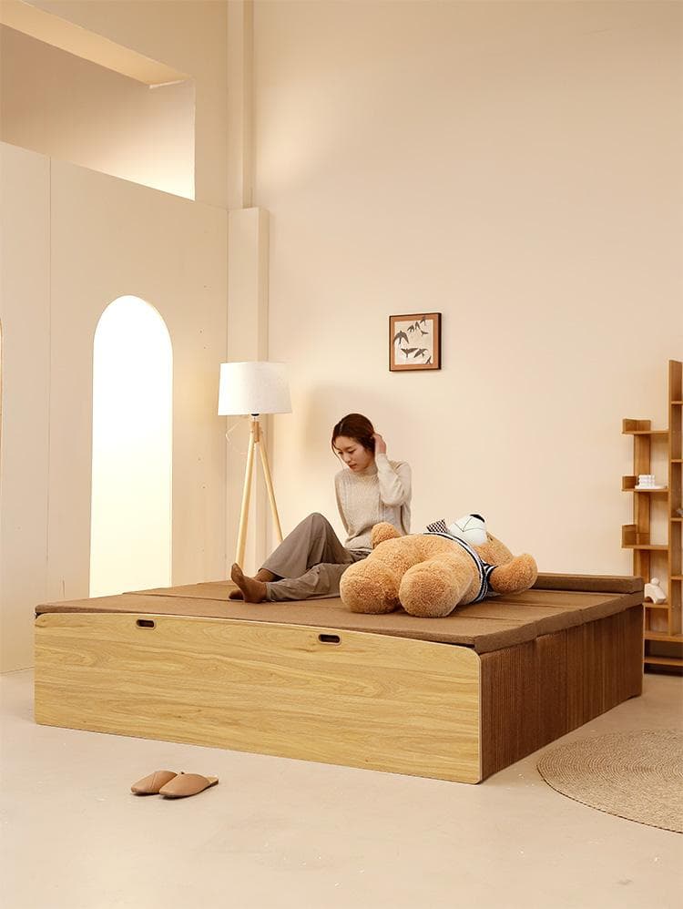 ペーパー折りたたみベッド幅60㎝高さ16㎝組立不要 マットレス付き 一人暮らし