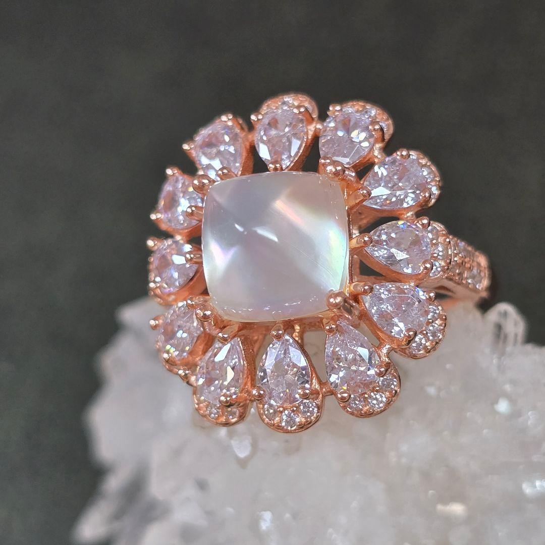 天然水晶xマザーオブパール　リング　天然水晶　マザーオブパール　指輪