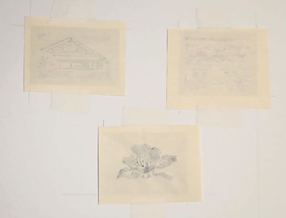 小川龍彦木版画セット 小品風景と花3点セット、毎日新聞カット集2