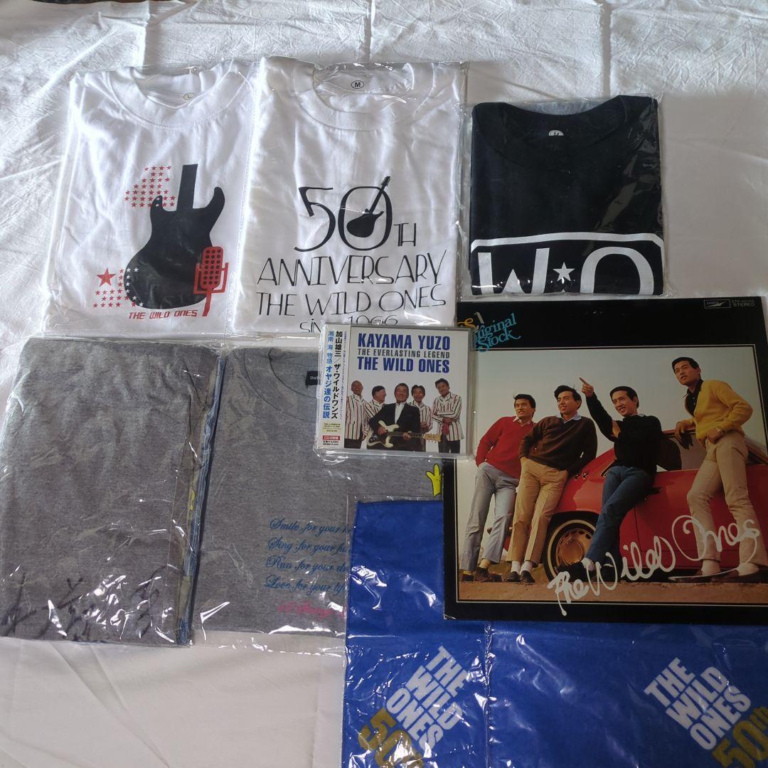 ワイルドワンズサイン入り希少Tシャツ、CD、レコード、タオル、ハンカチ各種