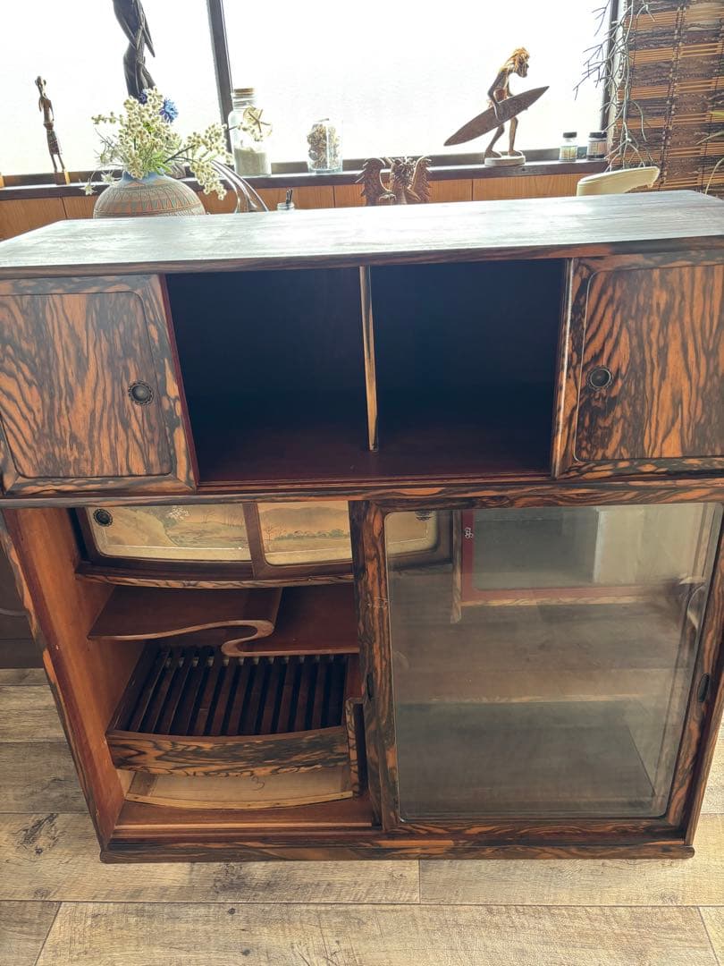 さいたま市引き取り限定！大正ロマン 黒柿茶箪笥 希少木材 アンティーク家具