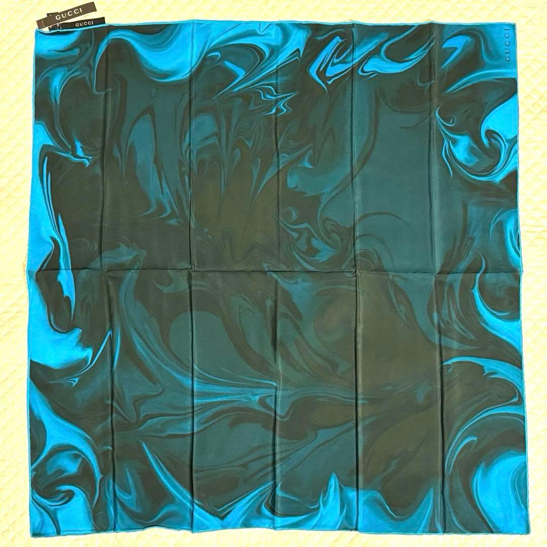 【未使用】 GUCCI グッチ バンダナ スカーフ マーブル模様
