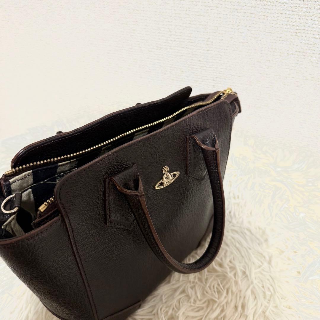 【美品】ヴィヴィアン　ハンドバッグ　2way　ブラウン　ショルダーバッグ　金具