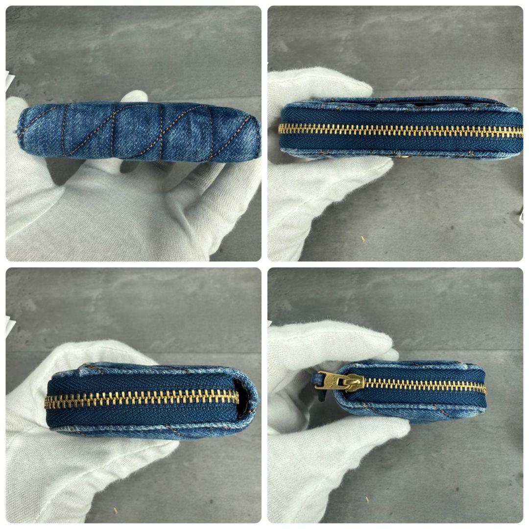 ★未使用品★COACH デニム キルティング ラウンドジップ マルチケース