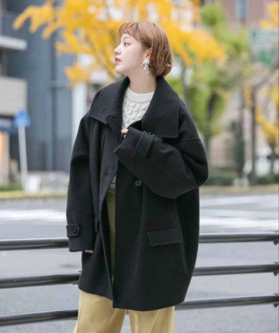 【美品】KBF スタンドカラーコクーンミドルコート