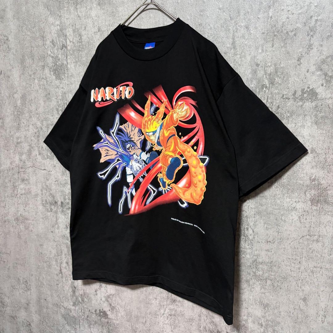 NARUTO ナルト×サスケ アニメ Tシャツ 両面プリント ブラック XL