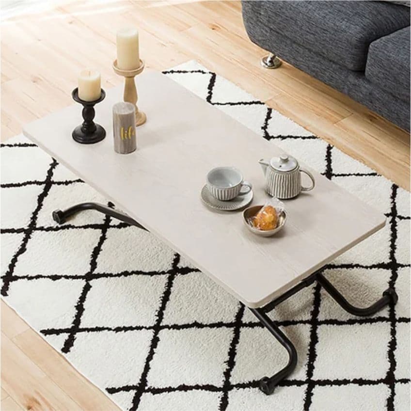 ニトリ昇降センターテーブル ホワイトウオッシュ 折りたたみ