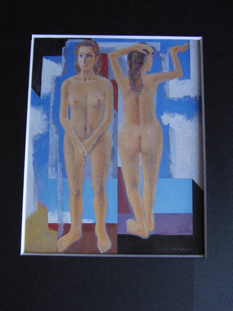 小川博史、【白い雲の日】、希少な額装用画集より、新品額装付