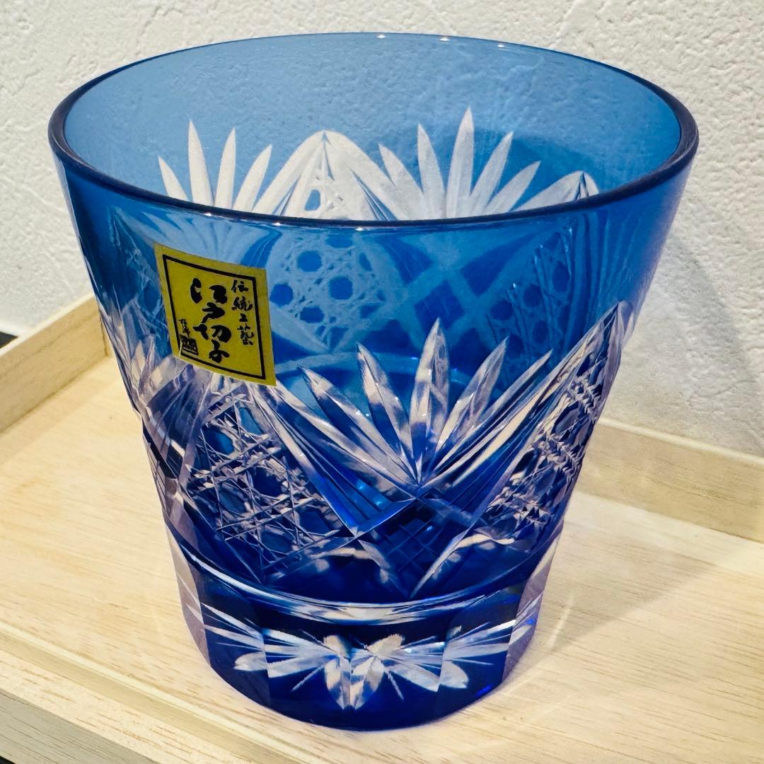定価33,000円 江戸切子 田島硝子 八角籠目 菊底 オールド ペアグラス