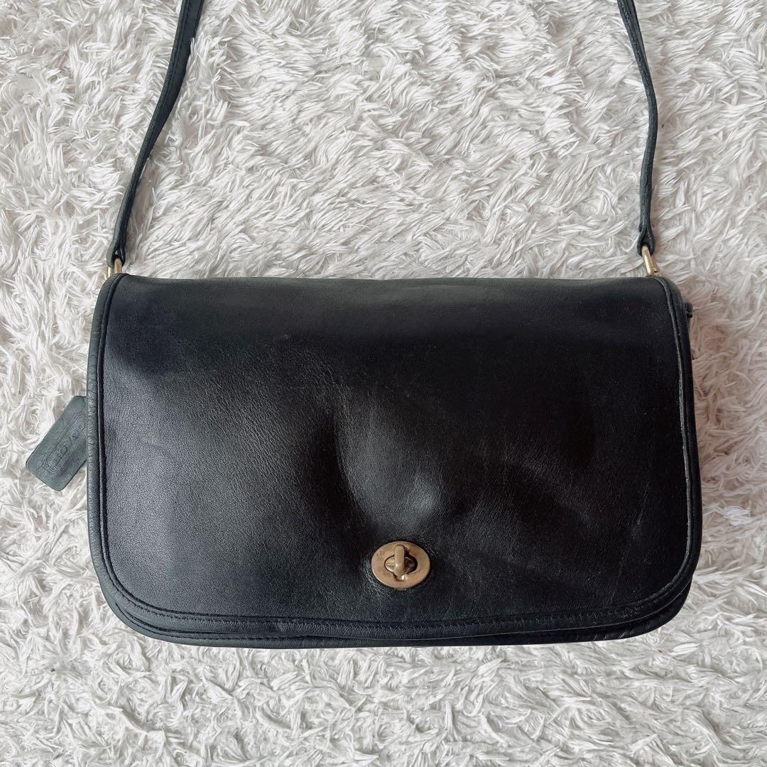 オールドコーチ USA製 ショルダーバッグ ターンロック 黒ブラック