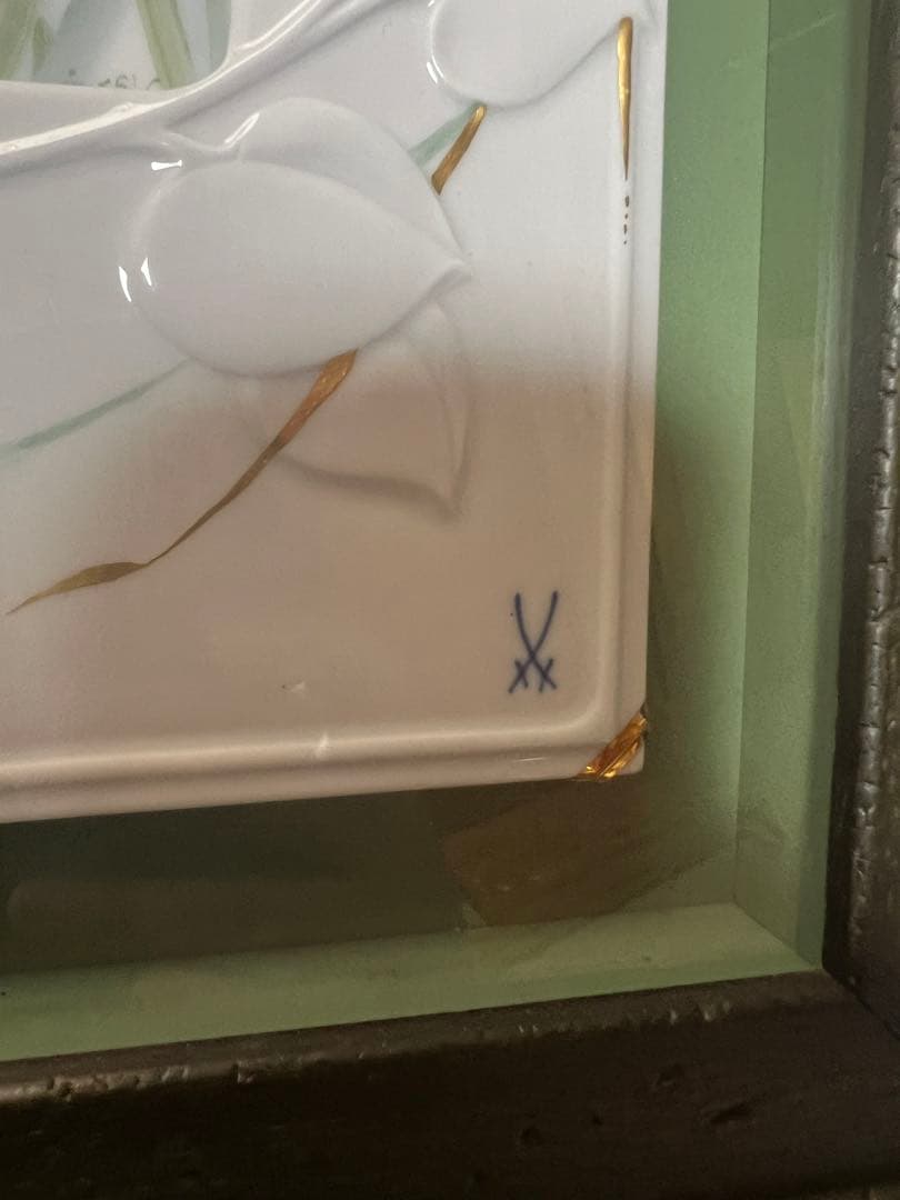 マイセン　陶額　立体プラーク