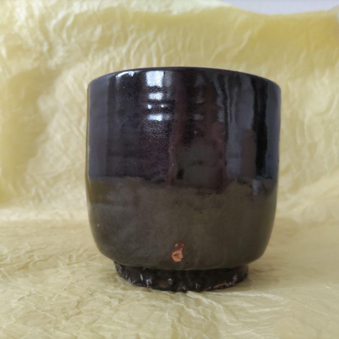 小林東五　黒釉筒碗「入玄」　共箱　中古品　茶道具　茶碗　筒茶碗