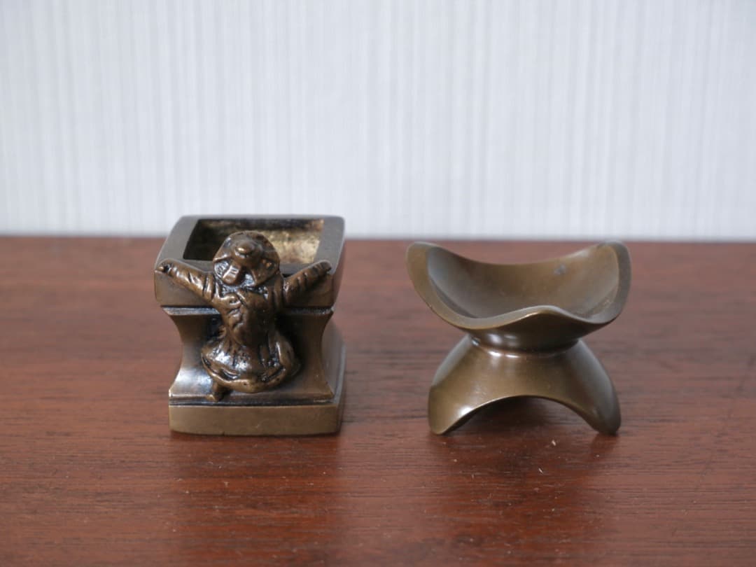 金谷浄雲作　唐銅　七種蓋置　銅製　金属工芸　茶道具　共箱　美術品Q2176