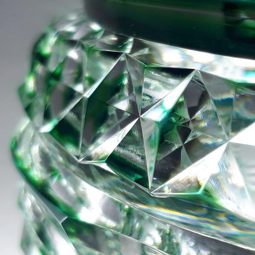 薩摩切子　松浦正行 大型作品　緑被切子　　″ 水指 ″【人気作家 入手困難作品】