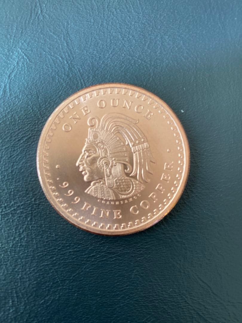 未使用 メキシコ　シルバーラウンド 1oz 純銀 .999 アステカ太陽石