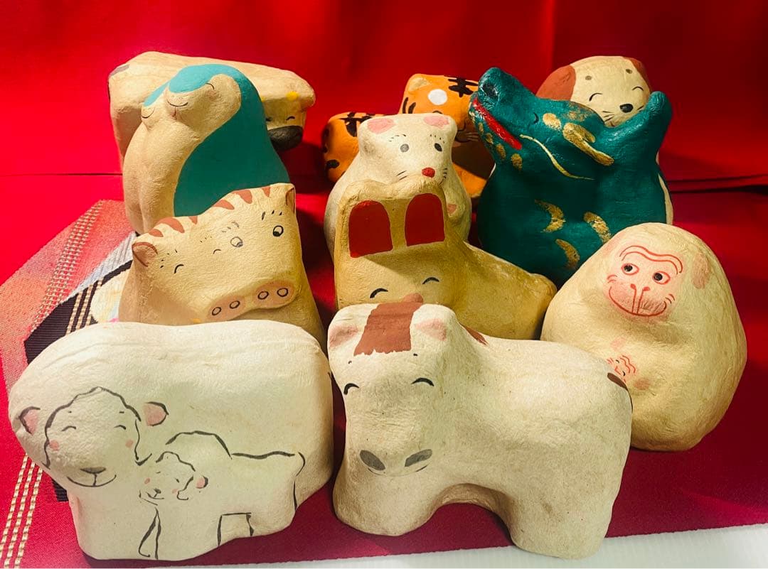 上山張子　ぞう六　蔵六面工房 干支　張り子　置物 11干支