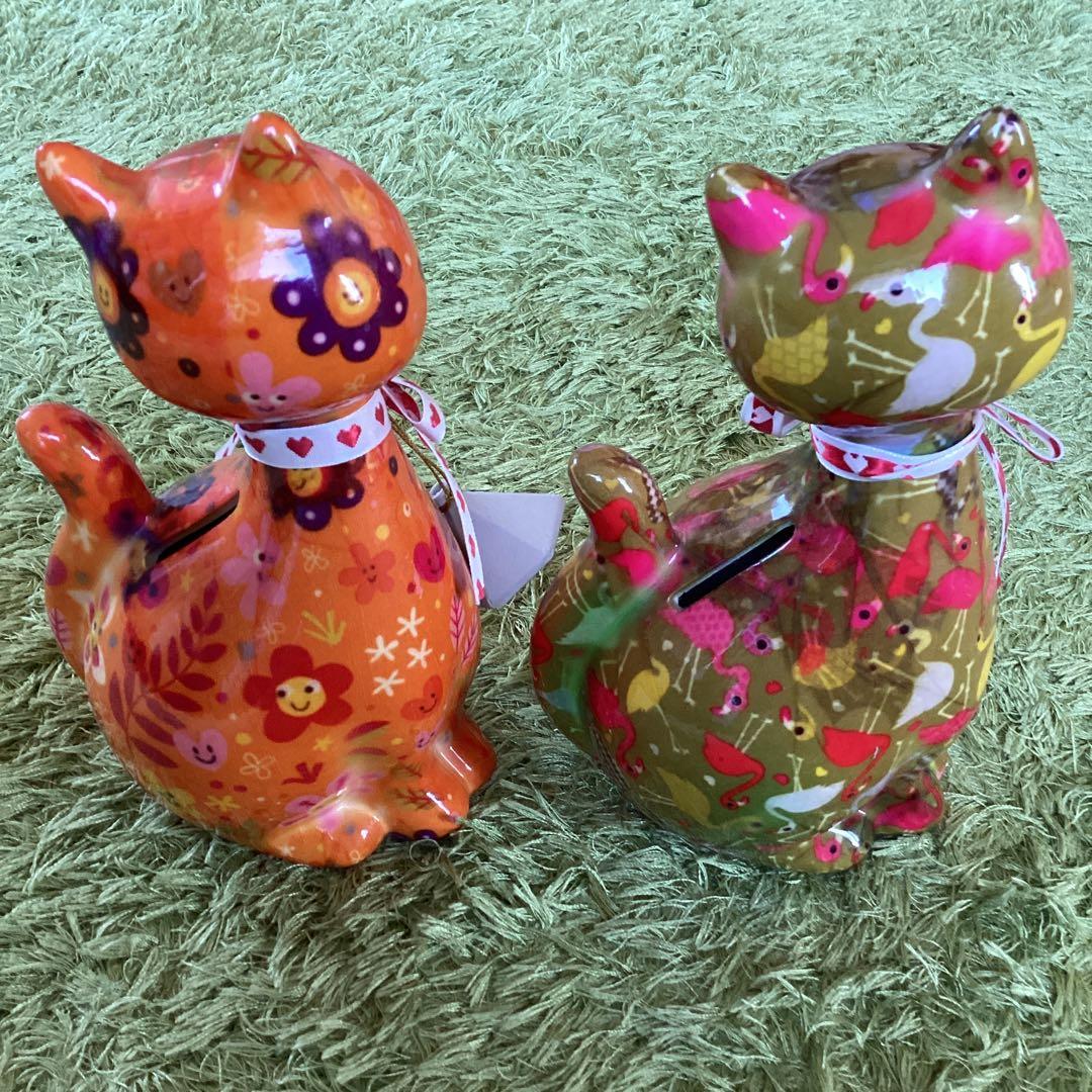 POMME PIDOU（ポンピドゥ)セラミック製貯金箱 カラフルな猫の置物セット