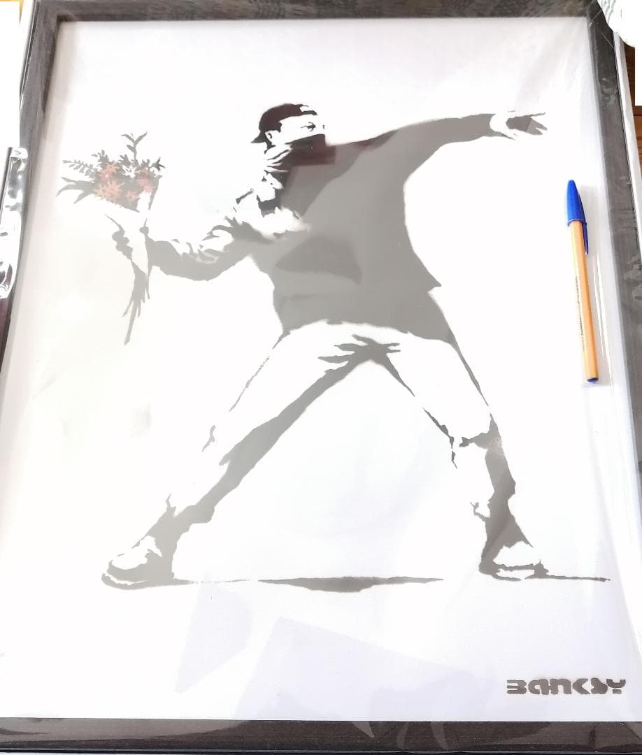 バンクシー アートフレーム ホワイト  olotov IBA-61735