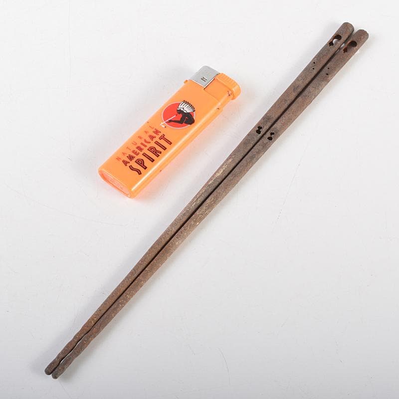 茶道具　釜師　庄司儀兵衛作　鉄製　瓢箪透火箸　共箱　V　R7214