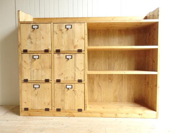 サイズデザインオーダー可ワイド６枚バッタンキャビネットナチュラルブラウン受注製作