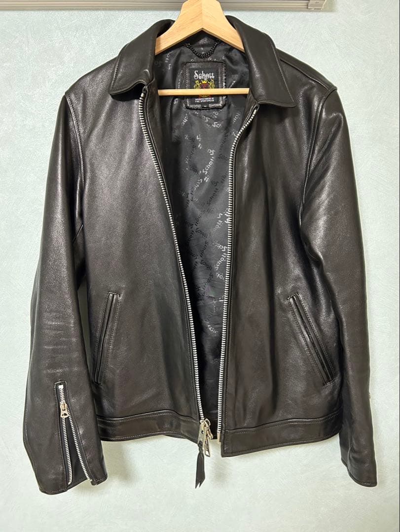 Schott シングルライダース襟付き