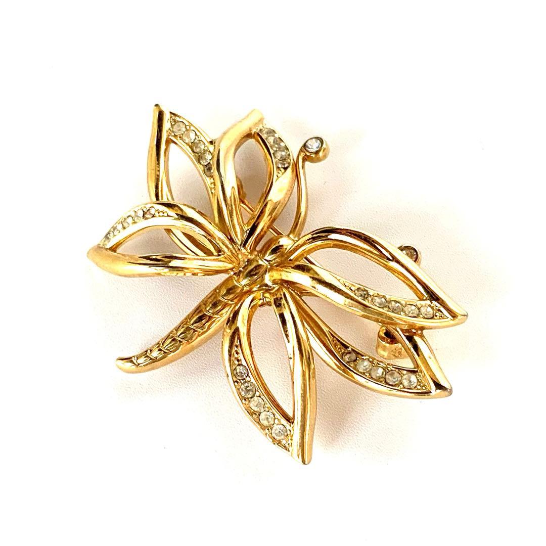 M4946 クリスチャンディオール ブローチ 蝶 バタフライ ラインストーン