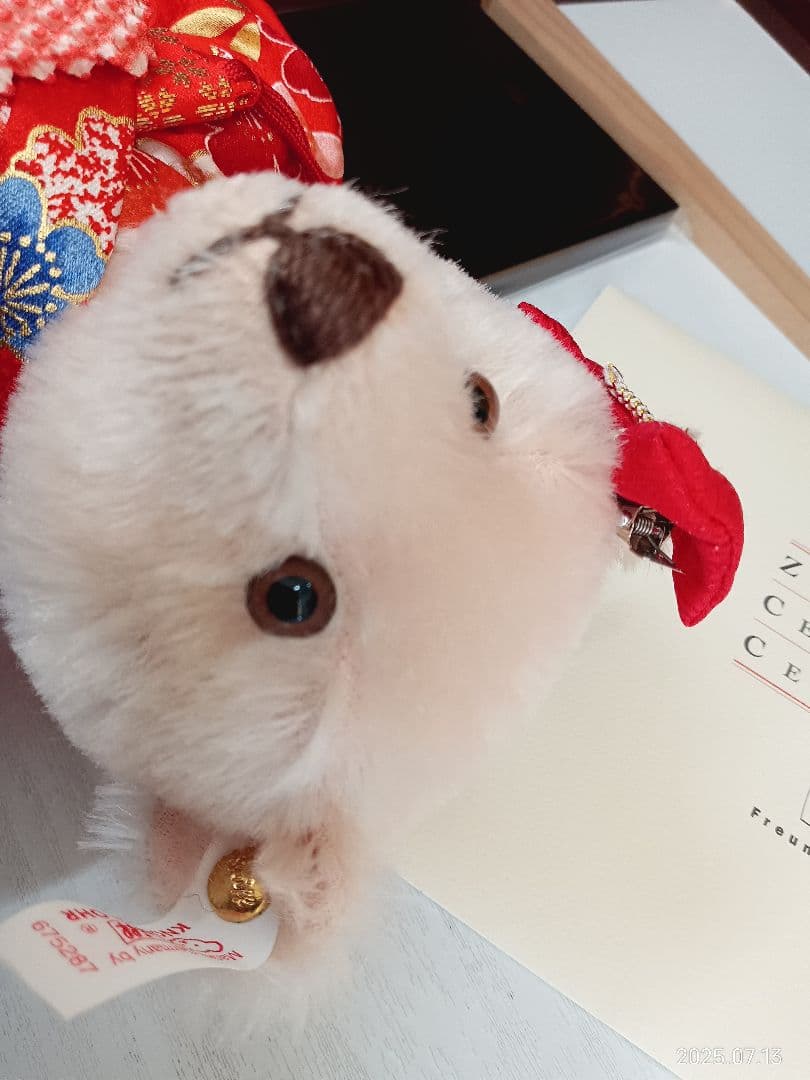 値下げsteiff シュタイフ 初姫 限定2000体 着物木箱、保証書付属品完備