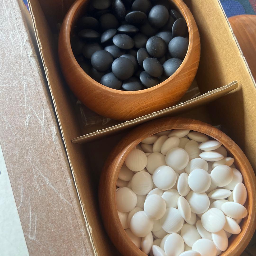 高級木製碁笥(欅) 碁石