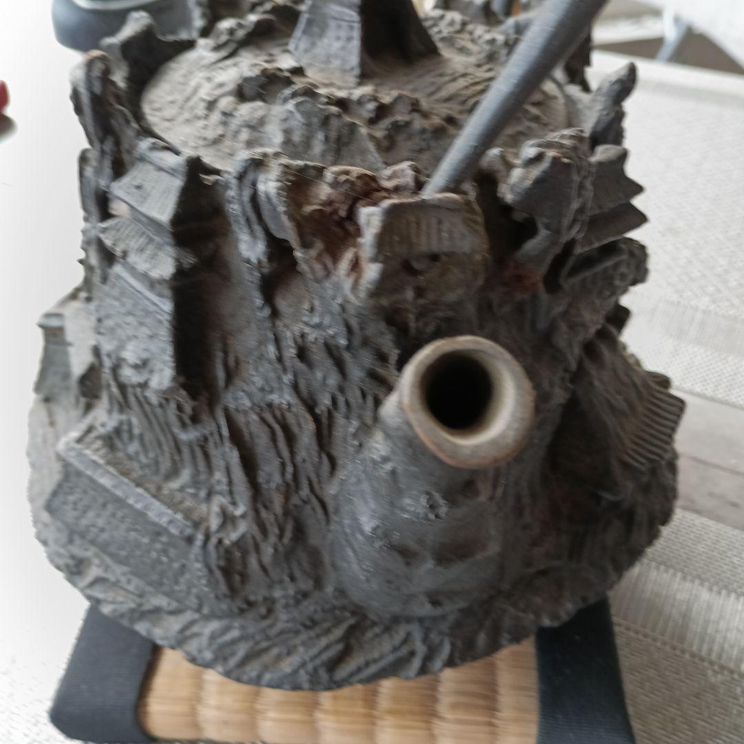 鋳鉄製 山水風景 鉄瓶