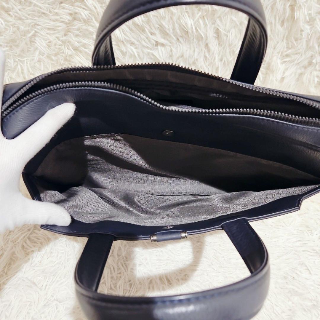 極美品 ランバン ビジネスバッグ A4可 オールレザー ネイビー PC収納 紺