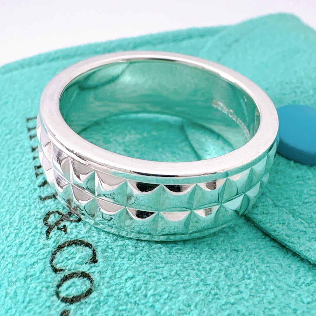 極美品 ティファニー スタッズ ピラミッド ドイツ製 リング 20号 シルバー