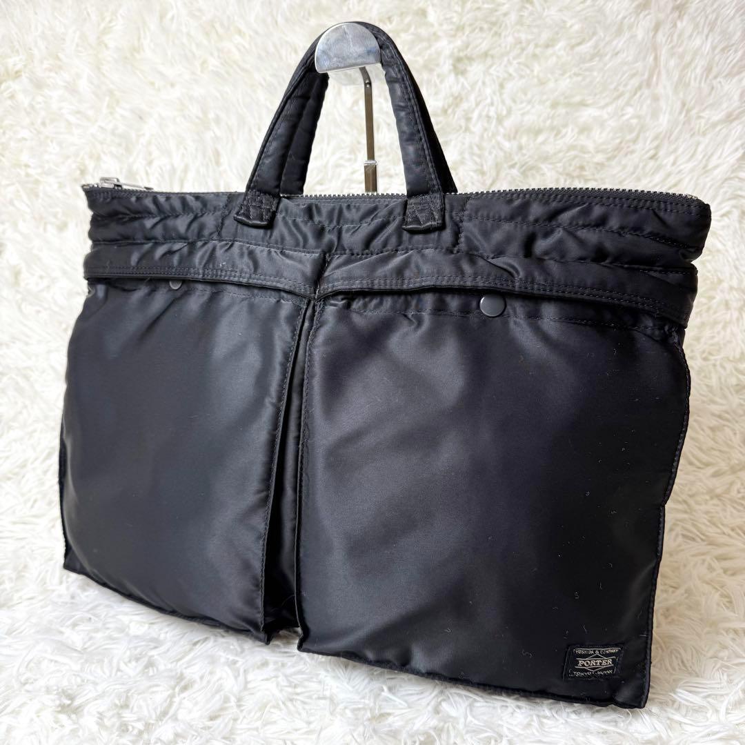 【美品】PORTERタンカー ショートヘルメットバッグ ブリーフケース A4 黒