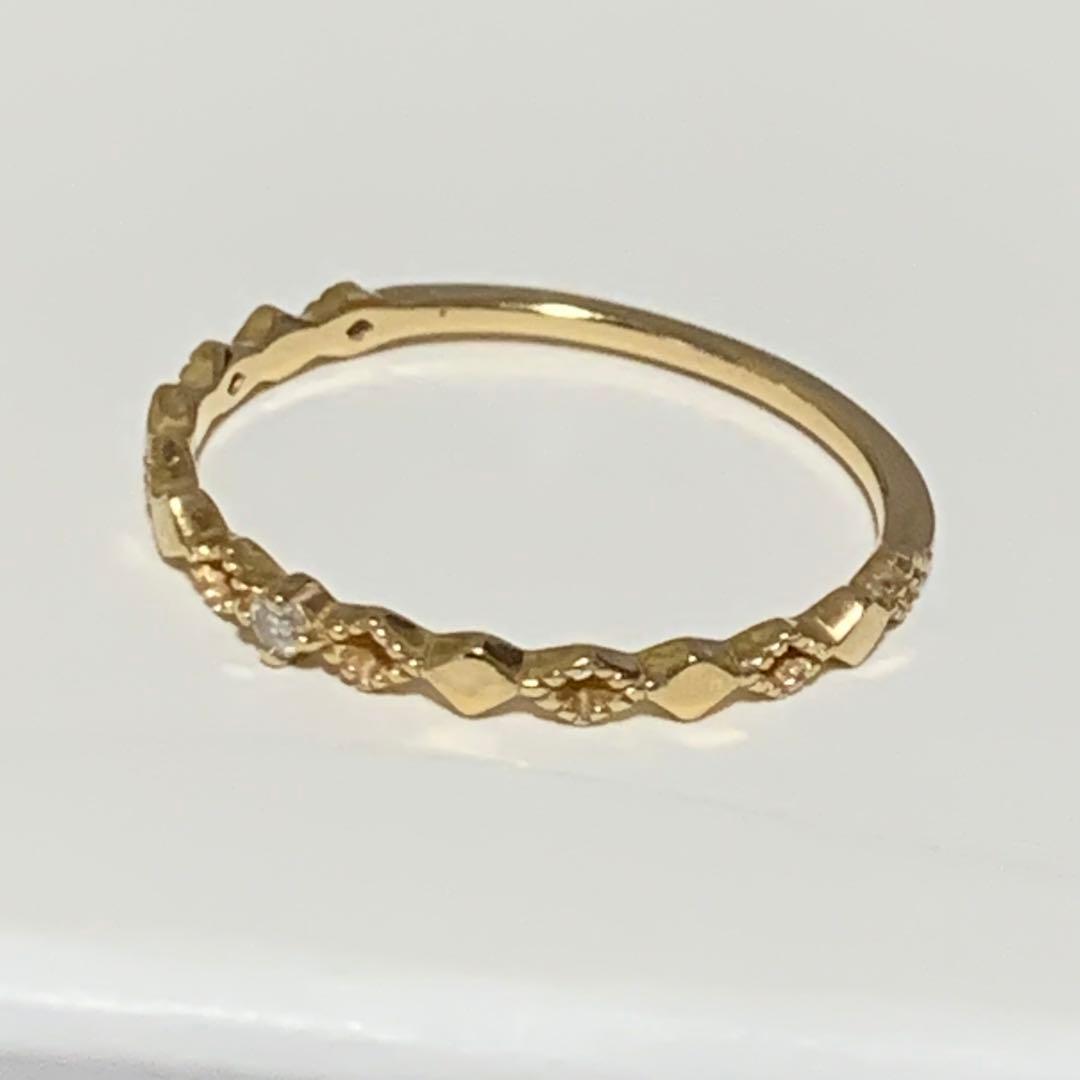 【人気】jouete k10 YGレイヤード ダイヤモンド リング 9号 透かし