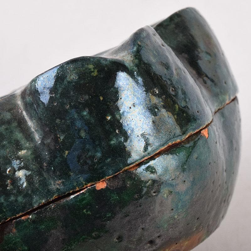 茶道具　色絵　桔梗形　香合　在銘　花押付時代箱　C　R9022