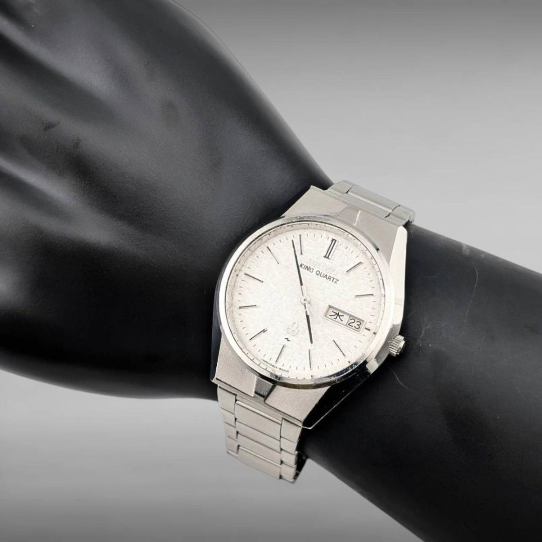 【新品電池・稼働】セイコー キングクオーツ ギョーシェ 網目文字盤 デイデイト