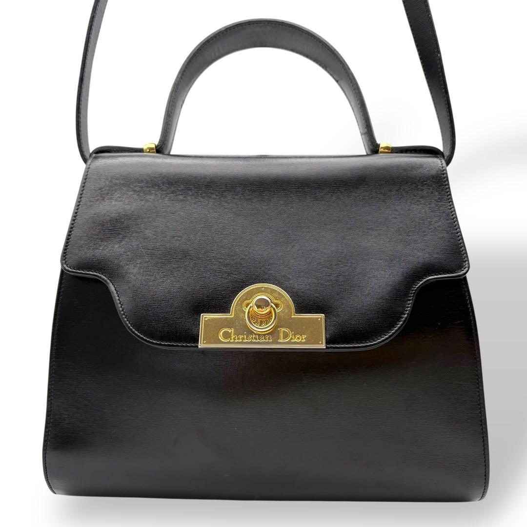 クリスチャンディオール ハンドバッグ ショルダーバッグ レザー ヴィンテージ 黒