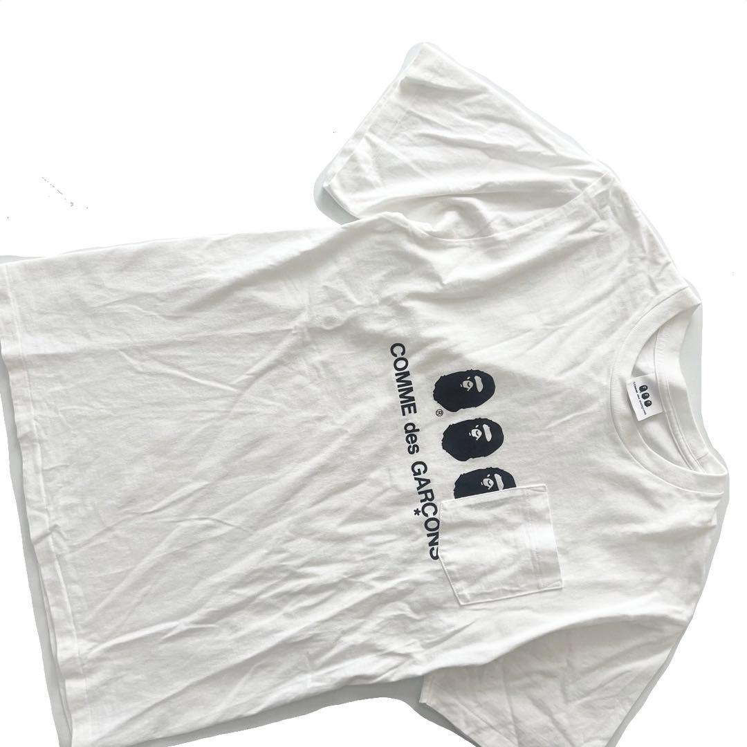 コムデギャルソン エイプ コラボ　Tシャツ　メンズ　M 半袖　白　ホワイト