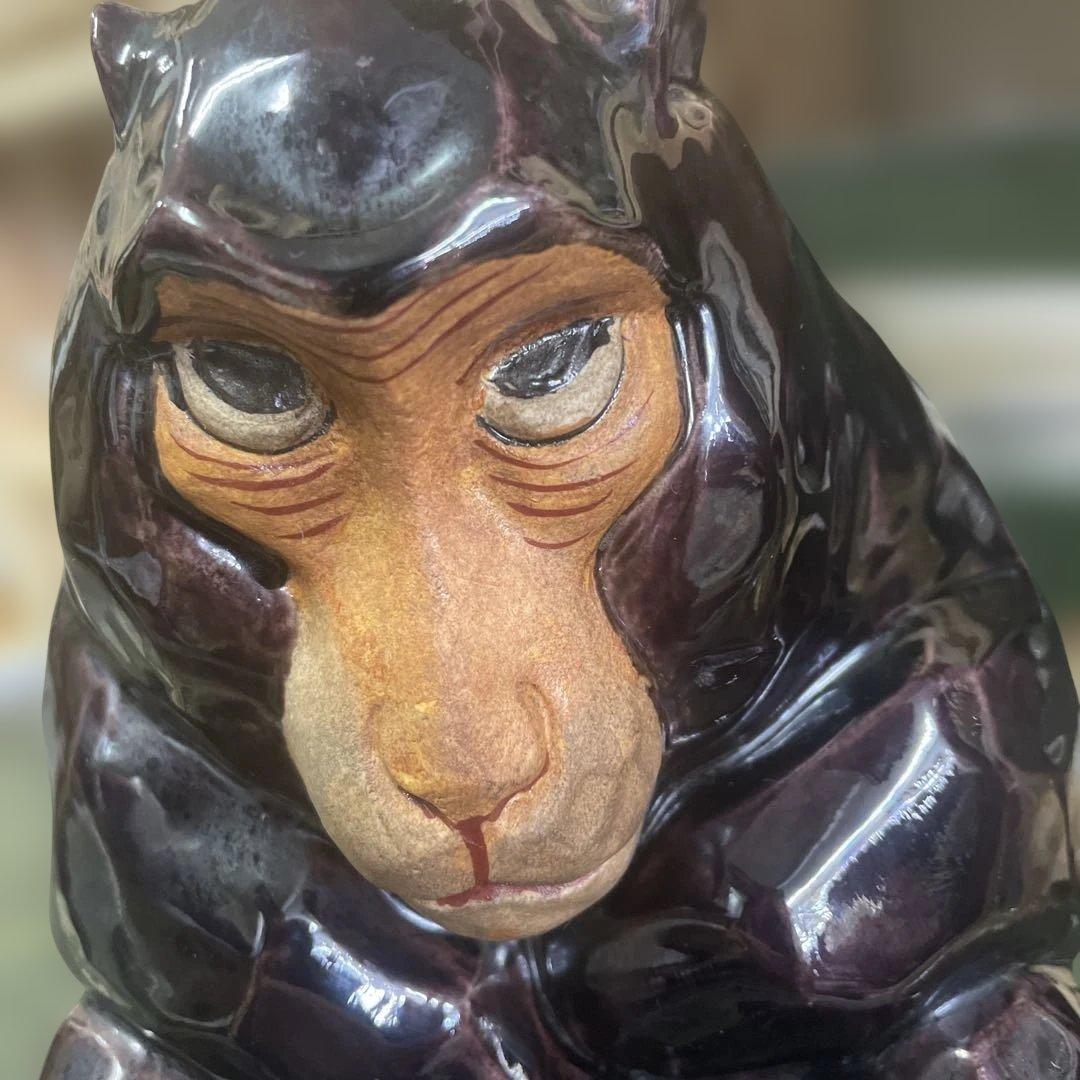 九谷焼猿の置き物　石川県伝統工芸品 日本美術　骨董　干支の猿　在名あり