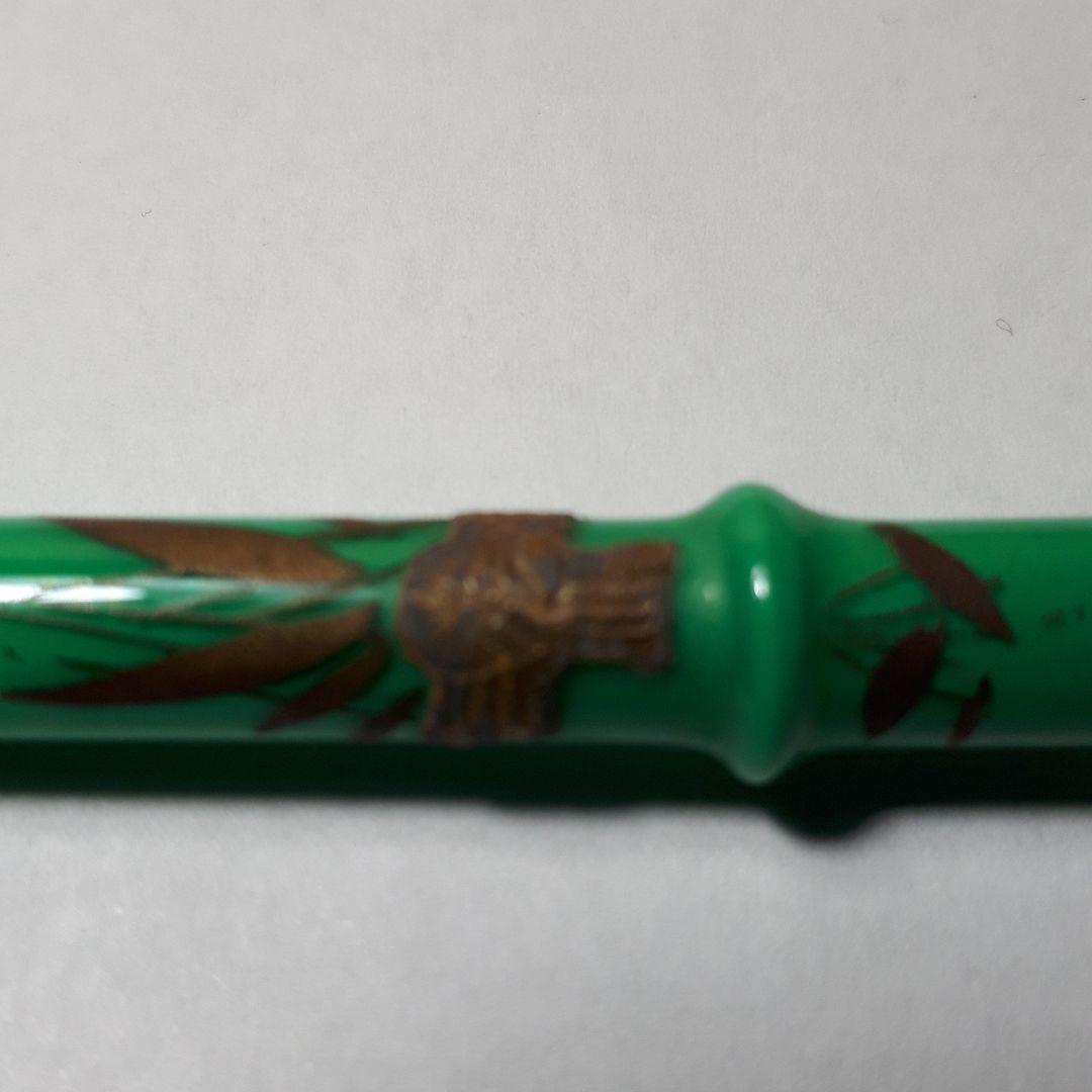 古美術　ガラス簪　「竹に雀」