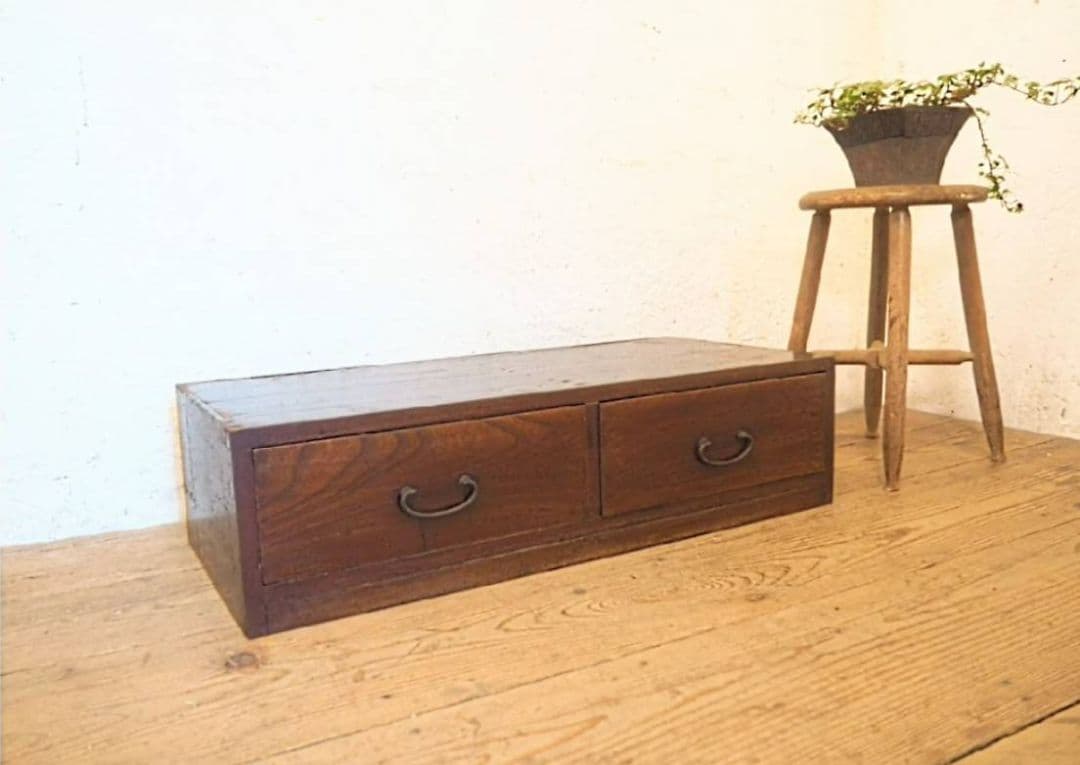 1083 アンティーク　前欅の収納棚　引き出し　陳列台　展示台　置床　レトロ