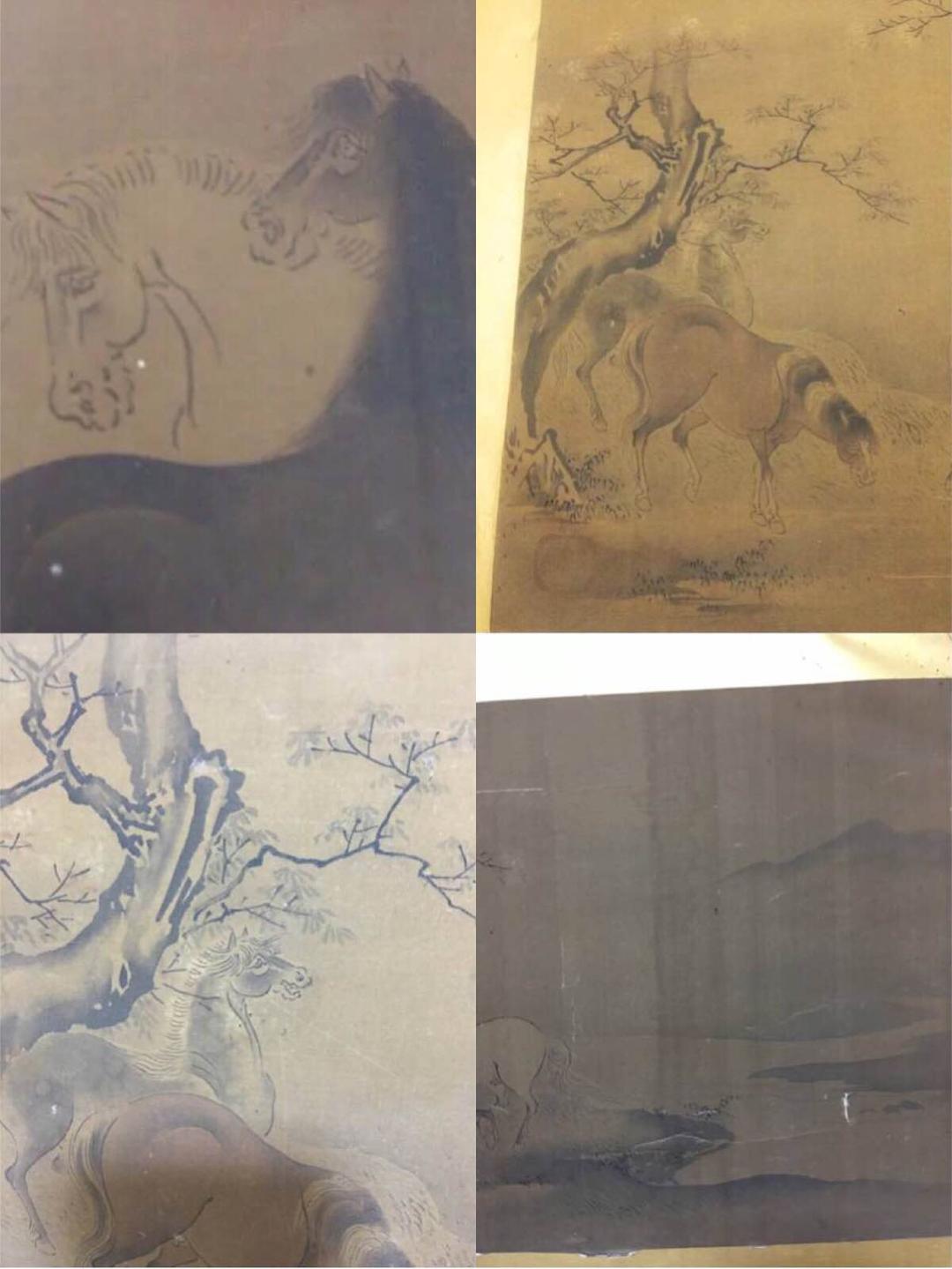 絹本 馬図 扁額 清時代 中国美術