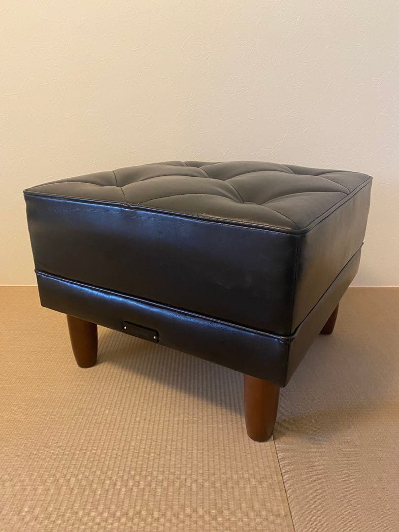 【美品】カリモク60 オットマン X36206BD ブラック 本革