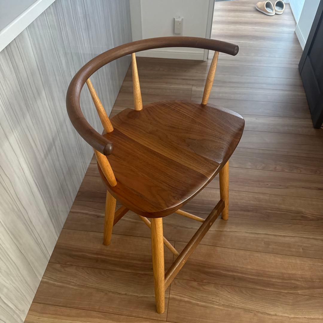 木製スツール 背もたれ付き ブラウン　柏木工　高山wood works TWW